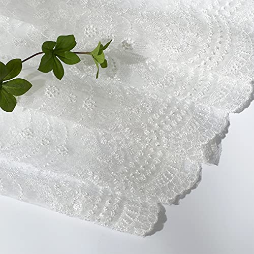 Booque Valley Floral Sheer Curtains, 84 Inches Long Rod Pocket Elegant White Floral Embroidered Window Drapes Lace Window Gauze For Living Room Bedroom 2 Panel W52 X L84 Inches #TOP4