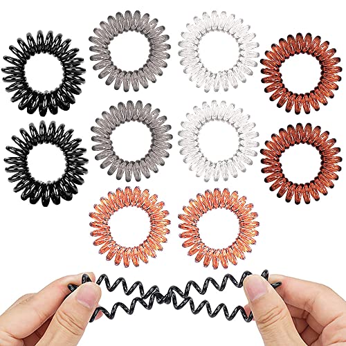 Spiral Hair Ties, Super Comfy Coil Hair Ties for Thick Hair, No Crease Phone Cord Hair Ties, Strong Grip Ponytail Holder Elastics for Girls and Women(10Pcs, 5 Color Available)