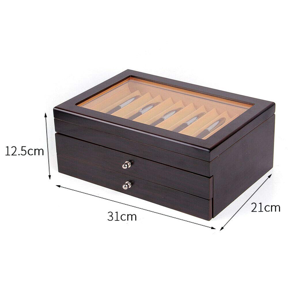 Stifthalterbox 34 Slots Stiftebox aus Holz Stifte Sammelbox mit Anzeigefenster