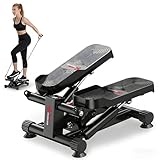 GartistGo Mini stepper idraulico con fasce di resistenza – Portata fino a 140 kg, silenziosa macchina step con funzionamento e intensità regolabile per tutto il corpo