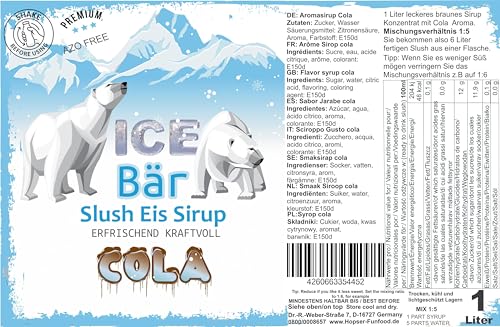 ICE Bär Sirup AZO FREI | 1 Liter Flasche | Konzentrat für Slushy Getränke Maker Eis Slushmaschinen Eismaschinen 1:5 bis 1:20 (Cola) – Bild 3