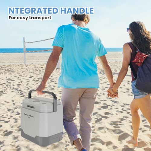 Image of 35QT Electric Cooler, Portable Car Refrigerator & Plug-In Cooler with 12V DC & AC Power, Travel Cooler for Camping, Road Trips, Truck Travel & Home Use, car fridge with Locking Handle