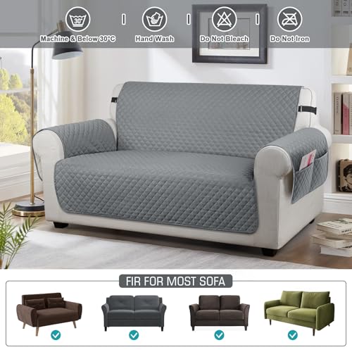 Image of TAOCOCO Sofa Protectors 2 Seater,Slipcover for Sofa,Sofa Cover for Pets,Sofa Slipcovers for Kids with Elastic Strap,Washable Sofa Cover Protect for Pets(Dark Grey)