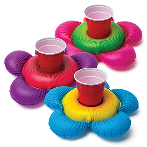 BigMouth Inc. Inflatable Flower Pool Cupholder Floats, 3-Pack Includes Purple, Blue and Pink Flower Drink Floats