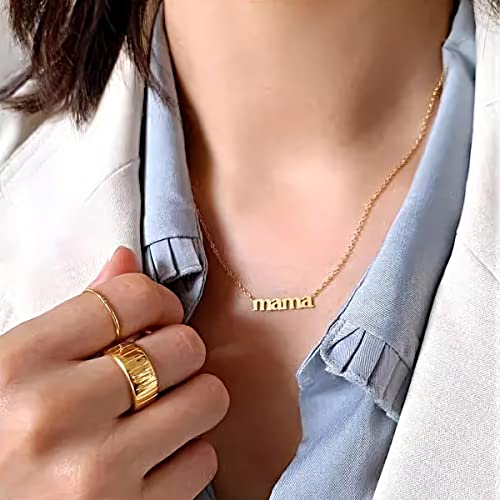 Mama Necklace for Women 18K Gold Plated Mom Pendant Stainless Steel Silver Letter Gift Personalized Jewelry for Mother and Daughter3