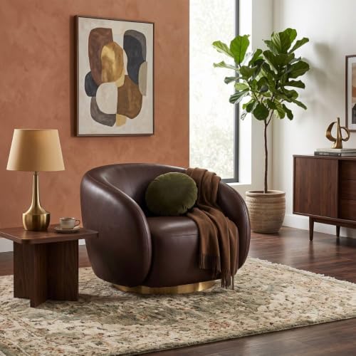 Image of Kingsman Furnitures Brok Swivel Luxury Accent Arm Chair 360 Degree Rotatable Sofa for Home | Bedroom, Living & Drawing Room | Ultra Soft and Comfortable for Lounge (Espresso, Swivel)