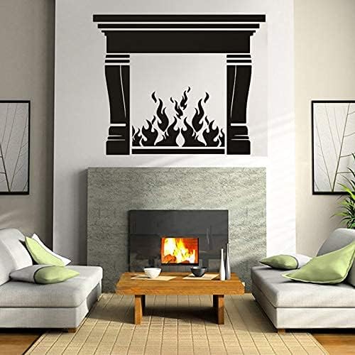 Adhesivo De Pared Para Chimenea, Decoración Del Hogar A Prueba De Fuego, Decoración De Sala De Estar, Calcomanía De Vinilo, Diseño De Estufa, Mural Artístico, Calidez Extraíble 57X69Cm