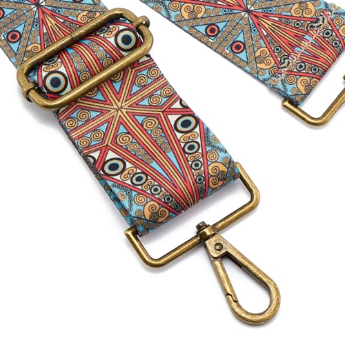 Image of ZOOEASS Bronze Buckles Purse Strap, 2 inch Wide Crossbody Handbag Strap Adjustable Replacement Shoulder Strap Vintage Embroidery