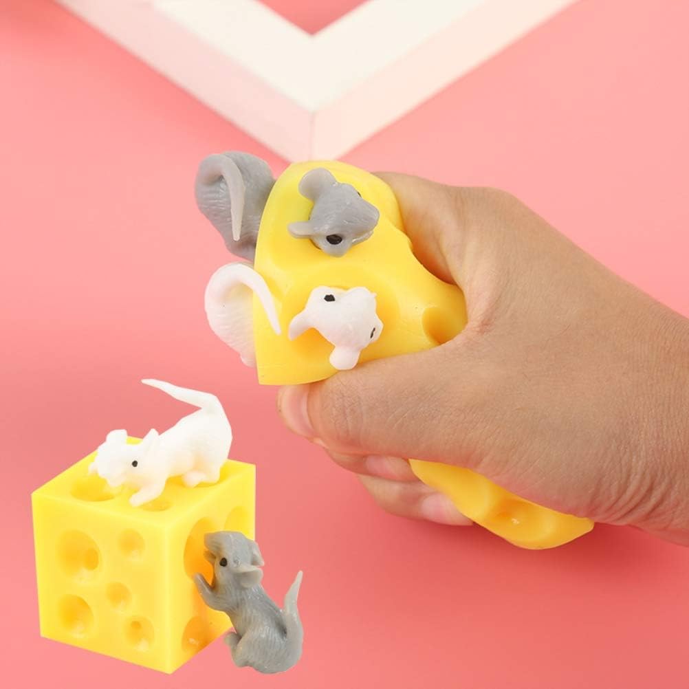 Mice and Cheese Toys Hide Stress-Seeking Stress Ball Relieve and Cheese Tricky Funny Novelty Toy, Mouse and Cheese Model