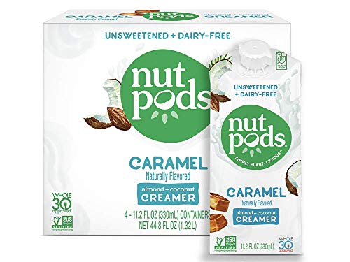 nutpods Caramel 4-pack, Unsweetened Dairy-free Coffee Creamer, Whole 30 Approved and Great Keto Coffee Creamer, Vegan Coffee Creamer and Paleo Coffee Creamer and Sugar Free Coffee Creamer