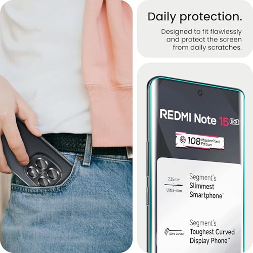 Image of ArmourPro UV Tempered Glass for Redmi Note 15 5G with Black Camera Ring Guard Combo, Crystal Clear Screen Protector, Case Friendly, Anti-Scratch, Bubble-Free Installation Kit