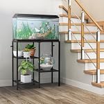 Support d'aquarium 20 Gallon, Stand de réservoir de poisson en métal, Support de rack d'aquarium pour accessoires de réservoir à poisson, 3Tier Porte-terrarium tortue Reptile pour le bureau du salon