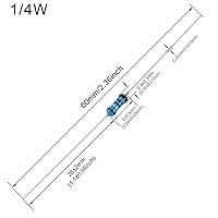 Vista 2 de 100pcs 1 ohm Resistor 1/4w (0.25 W) Resistencia fija de película metálica de tolerancia ±1%, múltiples valores de resistencia opcional