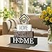 Smile 4 Pcs Farmhouse Wooden Tabletop Decor Home Tiered Tray Decoration, Rustic Retro Neutral Wood House-Shaped Block Sign, Centerpiece Suitable for Home Shelves Fireplace Mantels