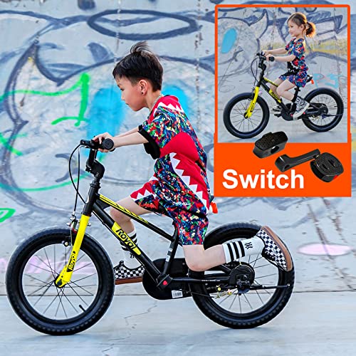 Royalbaby Freestyle Ez Kids Bike, Easy Learn Balancing To Biking, 18 Inch Balance & Pedal Bicycle, Instant Assembly Boys Girls Ages 5-9 Years, 18" Yellow #TOP2