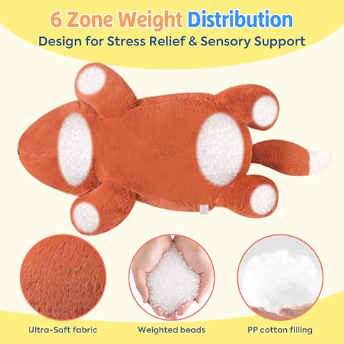 shownicer Gewichtstiere Fuchs 2,2 KG Gewichtetes Kuscheltier Fuchs Stofftier Großes Plüschtier XXL Fuchs Plüsch Kissen Spielzeug Geschenk für Erwachsene Kinder 3+ Jahre (Fuchs, 65cm)