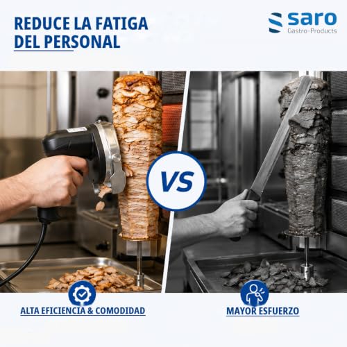 Miniatura 3 de Saro Ed 100 Cuchillo Eléctrico Para Kebab, 100 Mm Ø, Con 2 Cuchillas Lisa Y Dentada , Grosor De Corte De 0-8 Mm, Cable De 2,85 M