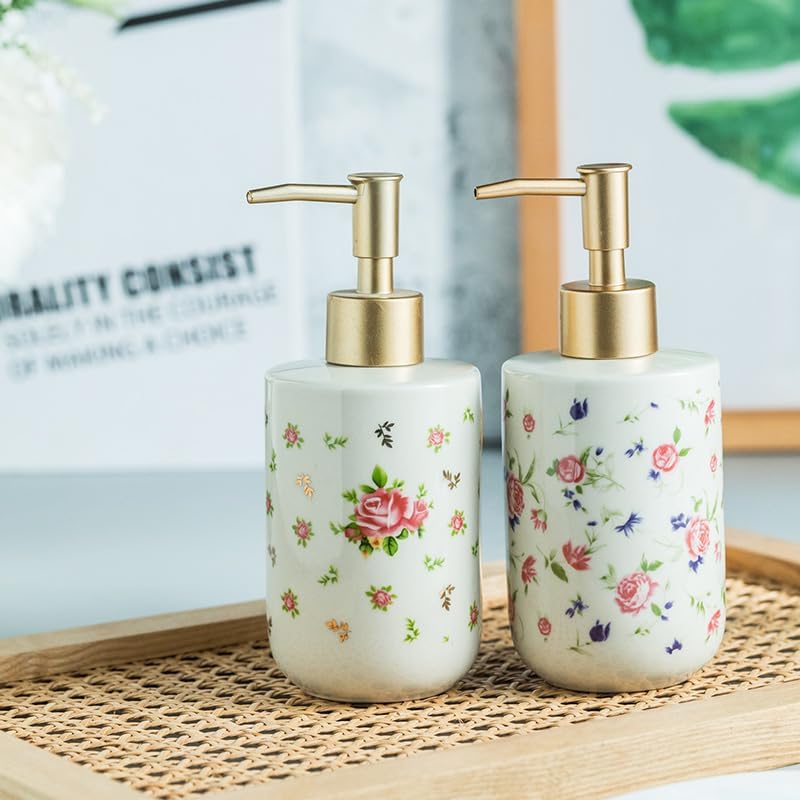 Soap Dispenser Retro Soap Dispenser with Pump Ceramic Lotion Liquid Container for Kitchen Bathroom