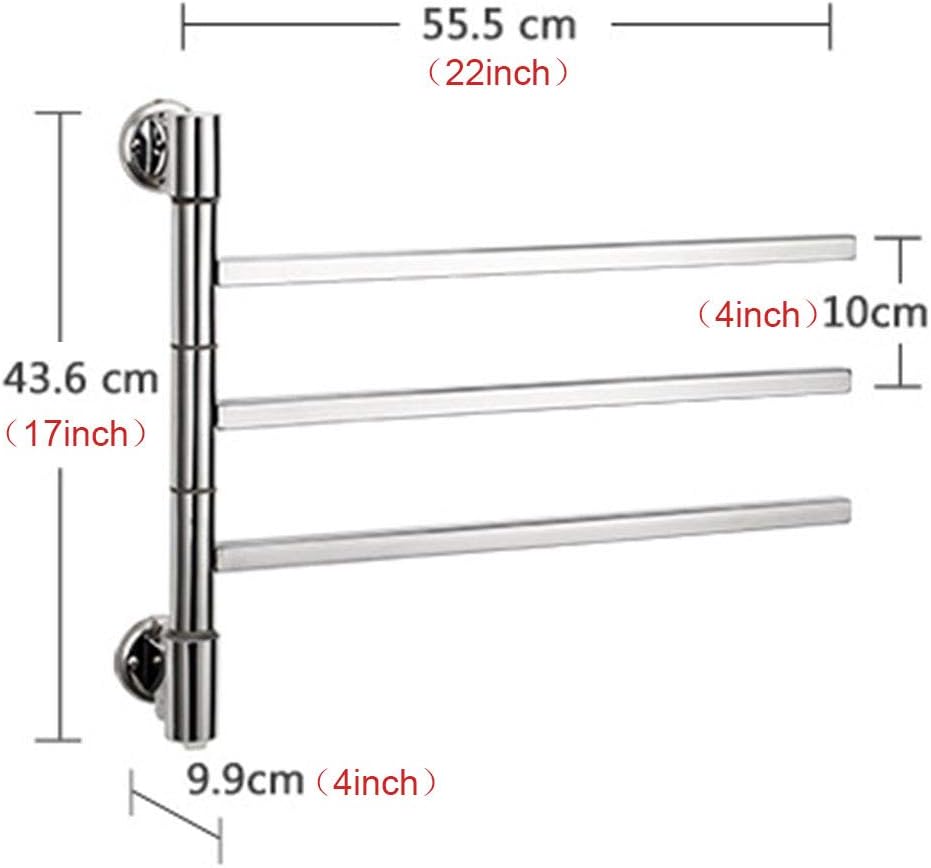 Aly Heated Towel Rack Swivel Up to 180° Compact Wall Towel Warmers Electric Towel Rail Square Bars Polished Stainless 28W