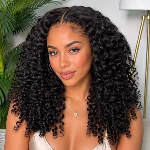 CGRY V Part Wig Human Hair Burmese Curly 18A Raw Glueless 3C/4A