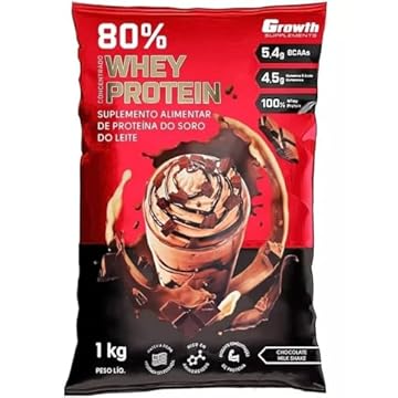 WHEY PROTEIN CONCENTRADO (1KG) - GROWTH SUPPLEMENTS (1kg, Milkshake de Chocolate)