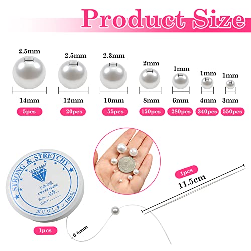 TOAOB 1400 Pezzi Perle per Braccialetti Bianche
