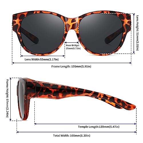 GEGURI Polarized Cat Eye Sunglasses for Men & Women - 100% UV Protection, Fit Over Glasses