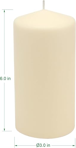 Vista 2 de Stonebriar 6 Pack Tall 3 x 6 Inch 65 Hour Long Burning Unscented Ivory Wax Pillar Candles Ivory,Orange,Red,https:/ www.Yaxa/dp/undefined