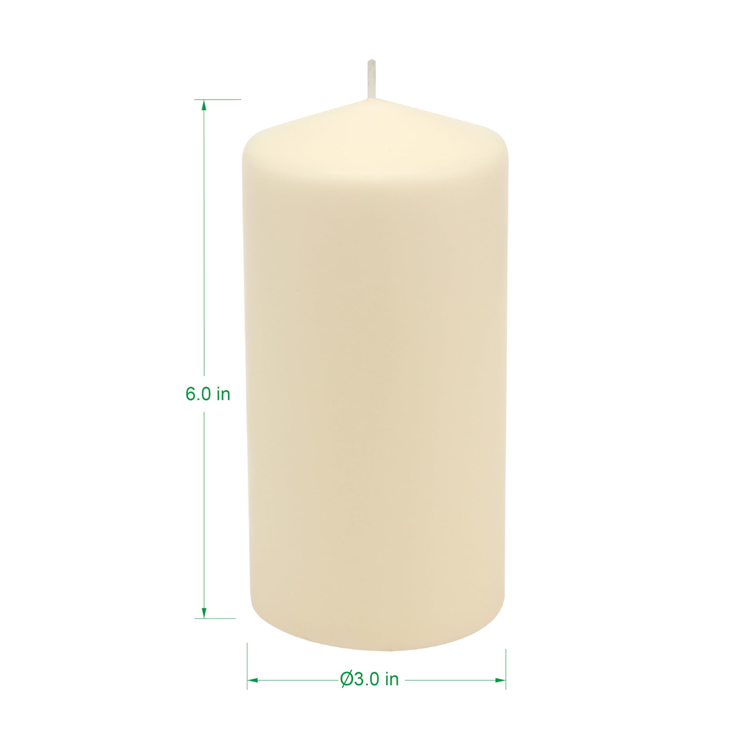 Stonebriar 6 Pack Tall 3 x 6 Inch 65 Hour Long Burning Unscented Ivory Wax Pillar Candles