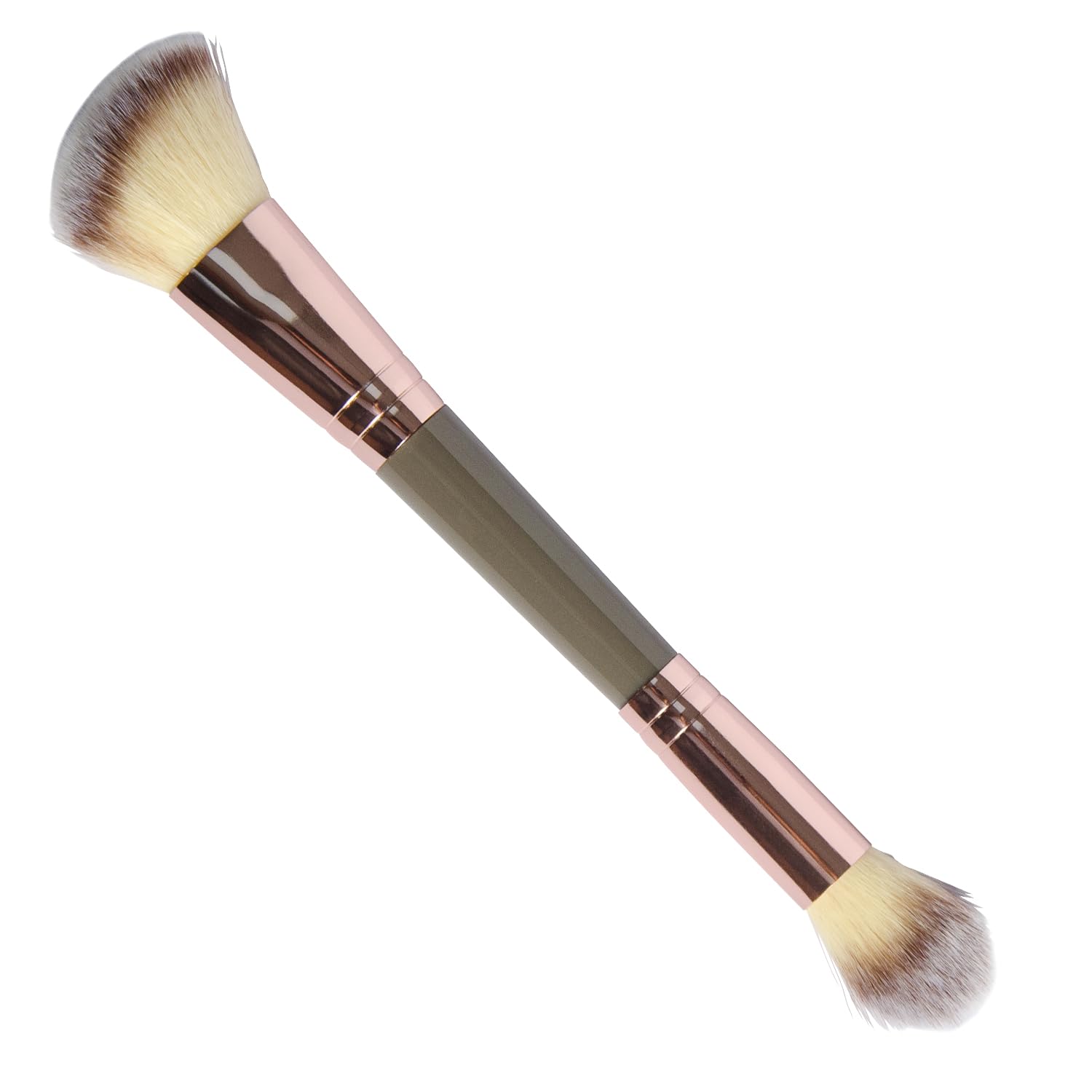 1 Pack Dual-Ended Makeup Brushes - Angled & Round Foundation Brushes for Contouring, Blending - Premium Luxe Hair for Cream, Liquid and Powder Application, Any Look (A1-1 * 1)