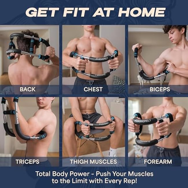 Twister Arm Trainer 40-90 lbs - Adjustable Chest, Arm & Upper Body Workout Bar for Home Gym Strength Training - Silent Resistance Power Twister by GOHOMELY