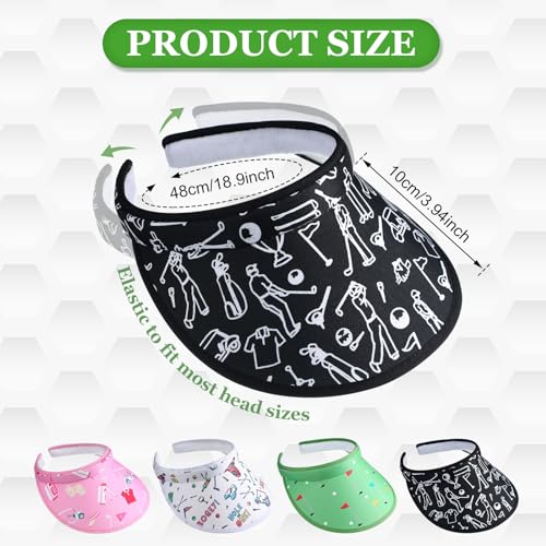 Cozypower 4 peças de chapéus de viseira de golfe feminino masculino com proteção solar viseiras de g