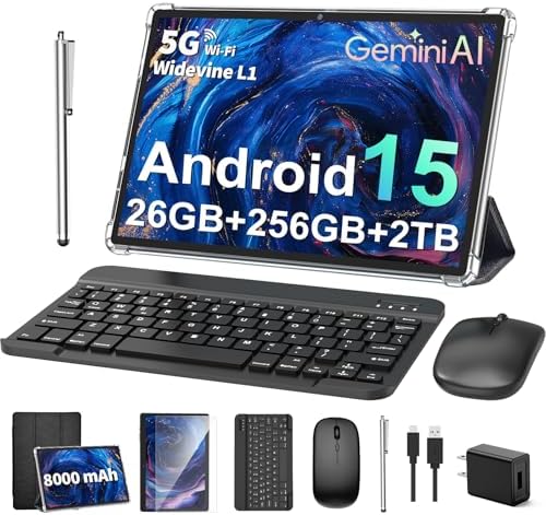 Android Tablet with Keyboard, 26GB+256GB, 2TB Expand, Android 15 Tablet 10 inch with Octa-Core, 8000mAh, 5G WiFi, BT5.0, Widevine L1, Split Screen, Case, Mouse, Stylus(Black Case) Android Tablet with Keyboard, 26GB+256GB, 2TB Expand, Android 15 Tablet 10 inch with Octa-Core, 8000mAh, 5G WiFi, BT5.0, Widevine L1, Split Screen, Case, Mouse, Stylus(Black Case)