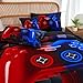 PERFEMET 6 Pieces Kids Comforter Sets Twin Size Red and Blue Game Console Bedding Set for Boys Girls Soft Fluffy 3D Cool Teen Gamer Bed in A Bag for All Seasons(Red Blue, Twin)