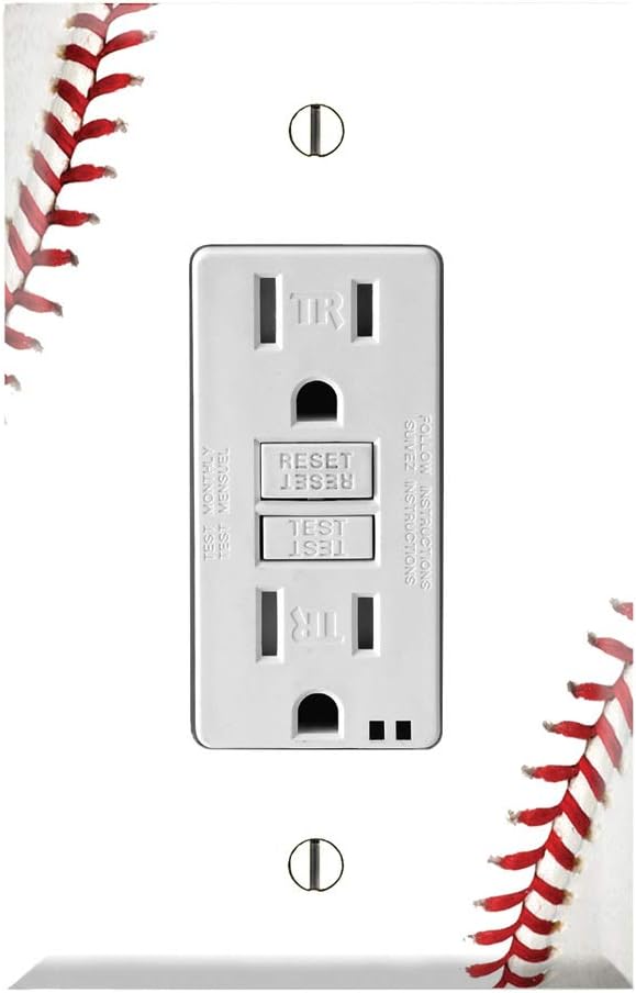 Graphics Wallplates - Baseball - Single Rocker/GFCI Outlet Wall Plate Cover