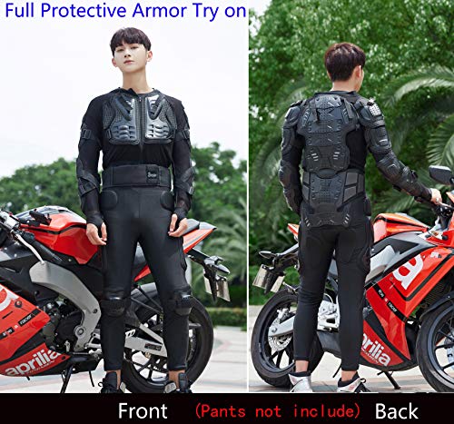 Reomoto Motorcycle Full Body Armor Jacket Spine Chest Protection Gear Motocross ATV MTB Protector Jacket for Men Women (Black, S)