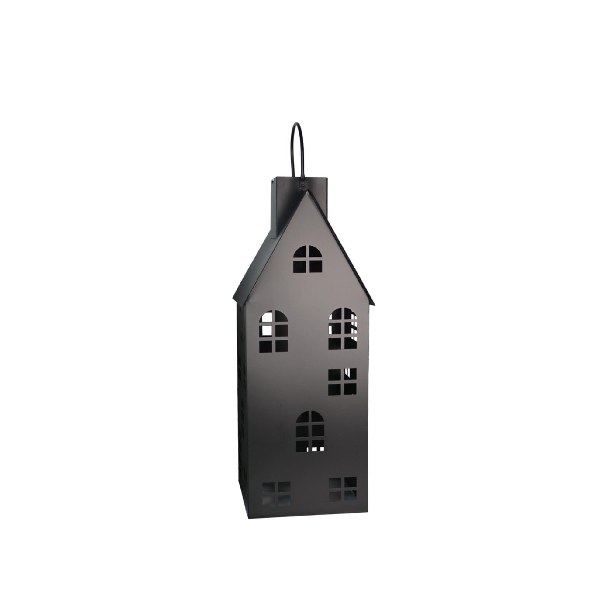 UNUS Maison de lanterne noire - Lanterne d'extérieur - 60 cm - En métal | Lanterne solaire avec lumière LED, pour l'extérieur et l'intérieur, éclairage d'ambiance
