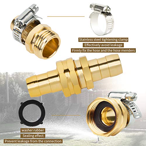 3/4"Aluminium Garden Hose Repair Connector With Stainless Steel Clamps, Male And Female Garden Hose Fittings, Mender End Repair Kit,Water Hose End Mender,Fit For 3/4"Garden Water Hose Fitting 2 Set #TOP1