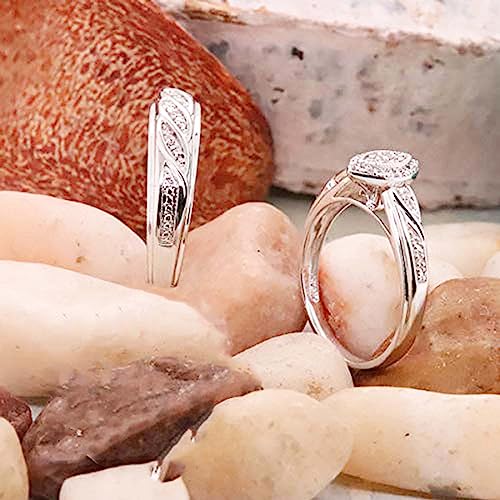 Dazzlingrock Collection Round White Diamond Marquise Frame Ring Band Set for Women (0.09 ctw, Color I-J, Clarity I2-I3) in 925 Sterling Silver3