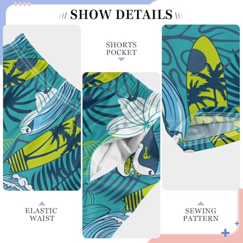 Palm Leaf Surfboard Shark Boys Pants for Kids Jogger Pants with Pockets S-XL4