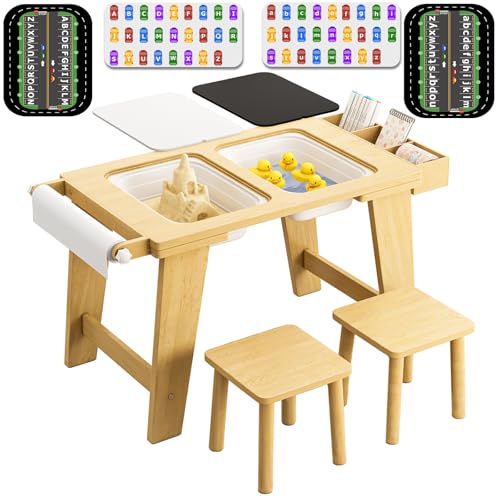 Acenova Wooden Sensory Table with Chairs for Toddlers