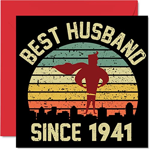 Tarjeta de 82 aniversario para marido de esposa, mejor marido desde 1941, regalos con texto en inglés "I Love You", tarjetas de feliz 82 aniversario de boda para pareja, tarjetas de felicitación de
