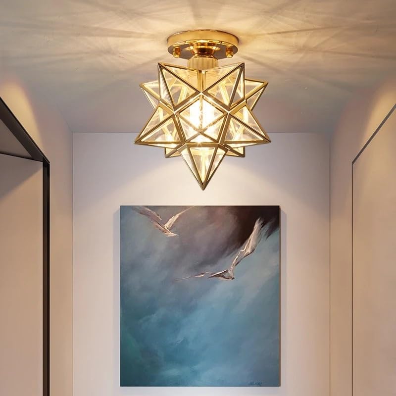 Plafonnier moderne étoile or pour illuminer votre porche et salon cosy