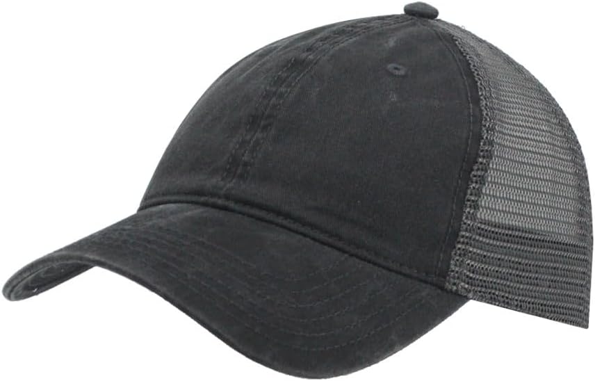Washed Cotton Soft Mesh Adjustable Baseball Cap, Hats for Men, (CharcoalCharcoalCharcoal), One size