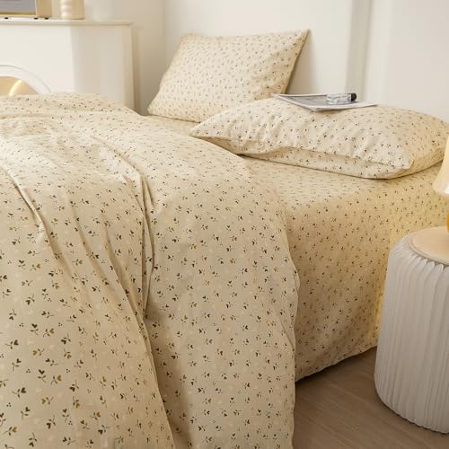 Image of LifeTB Vintage Botanical Floral Comforter Set King Size with 2 Pillowcases | Cute Floral Bedding Comforter Cottagecore Flowers Bedding Set Farmhouse Lightweight Comforter for All Season