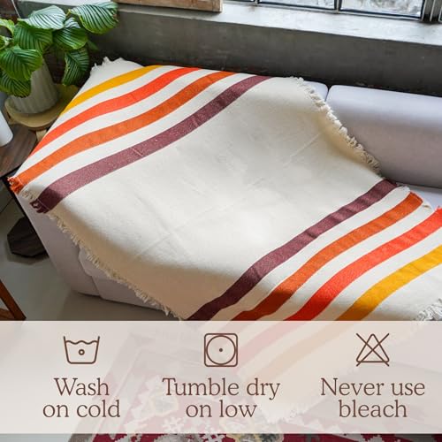 Beacon Blankets Canyon Glow Striped Afghan Throw Blanket | Thick & Cozy | Cotton USA Made (73x48) by Beacon Blankets - Used condition - Image 4
