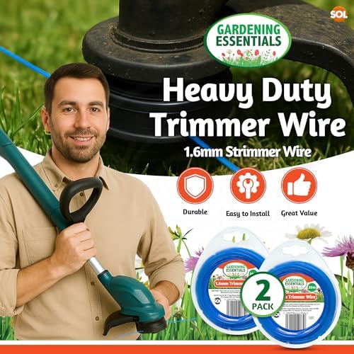 SOL 2pk Universal Strimmer Wire 20m x 1.6mm Blue Trimmer Line, Durable & Flexible Nylon Cord, Easy to Install & Suitable for All String Petrol & Electric Trimmers for Garden Grass Cutting & Trimming - View 5
