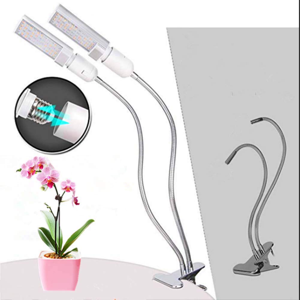 Luz de crecimiento LED de 45 W, lámpara de crecimiento de espectro completo similar al sol para plantas de interior, luz de planta de escritorio de cuello de cisne con 2 interruptores