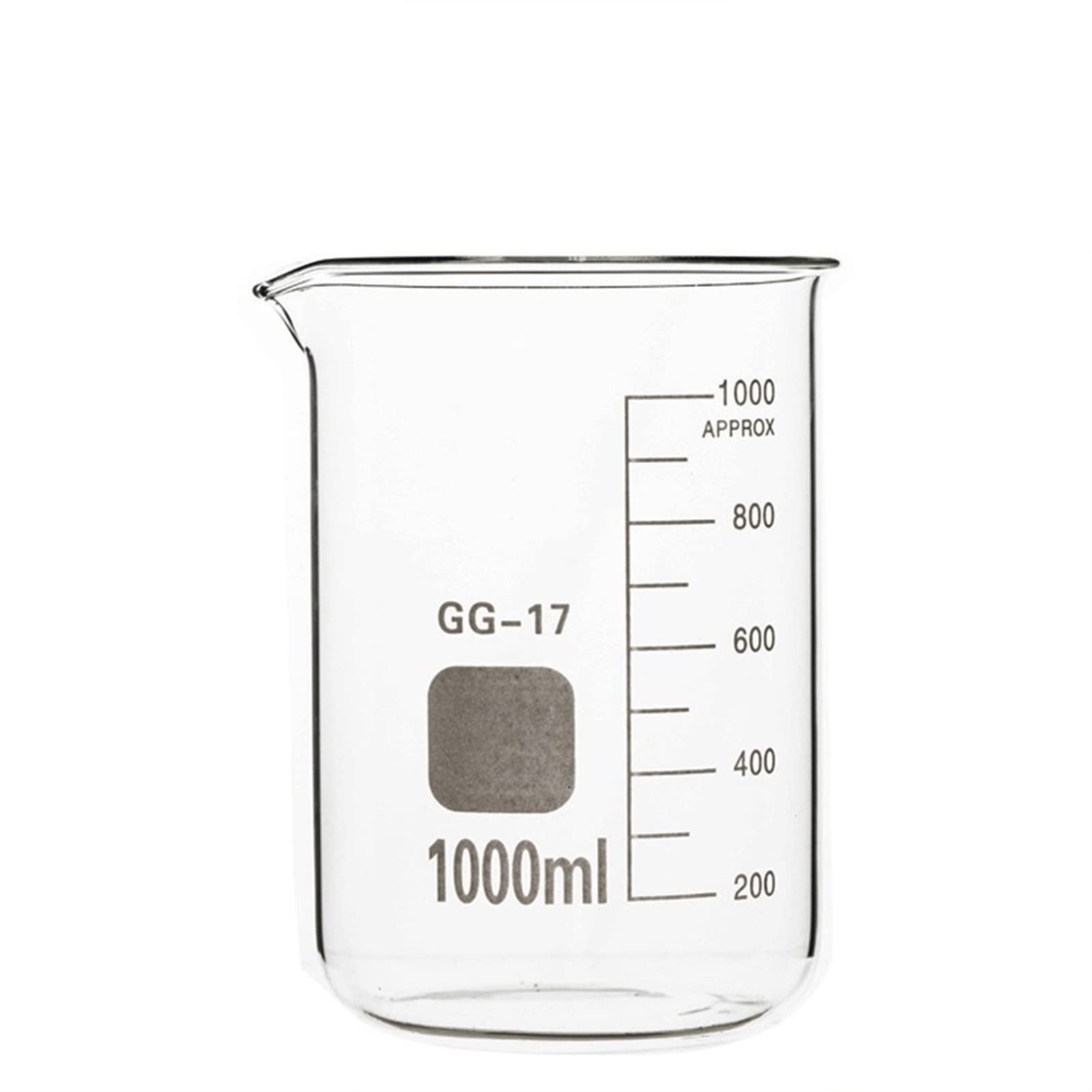 1000 ml Szklany kubek z przezroczystym oznaczeniem skali Szkło borokrzemowe żaroodporne pogrubione szkło o niskim kształcie laboratoryjny kubek z miarką - opakowanie 2 szt. (kolor