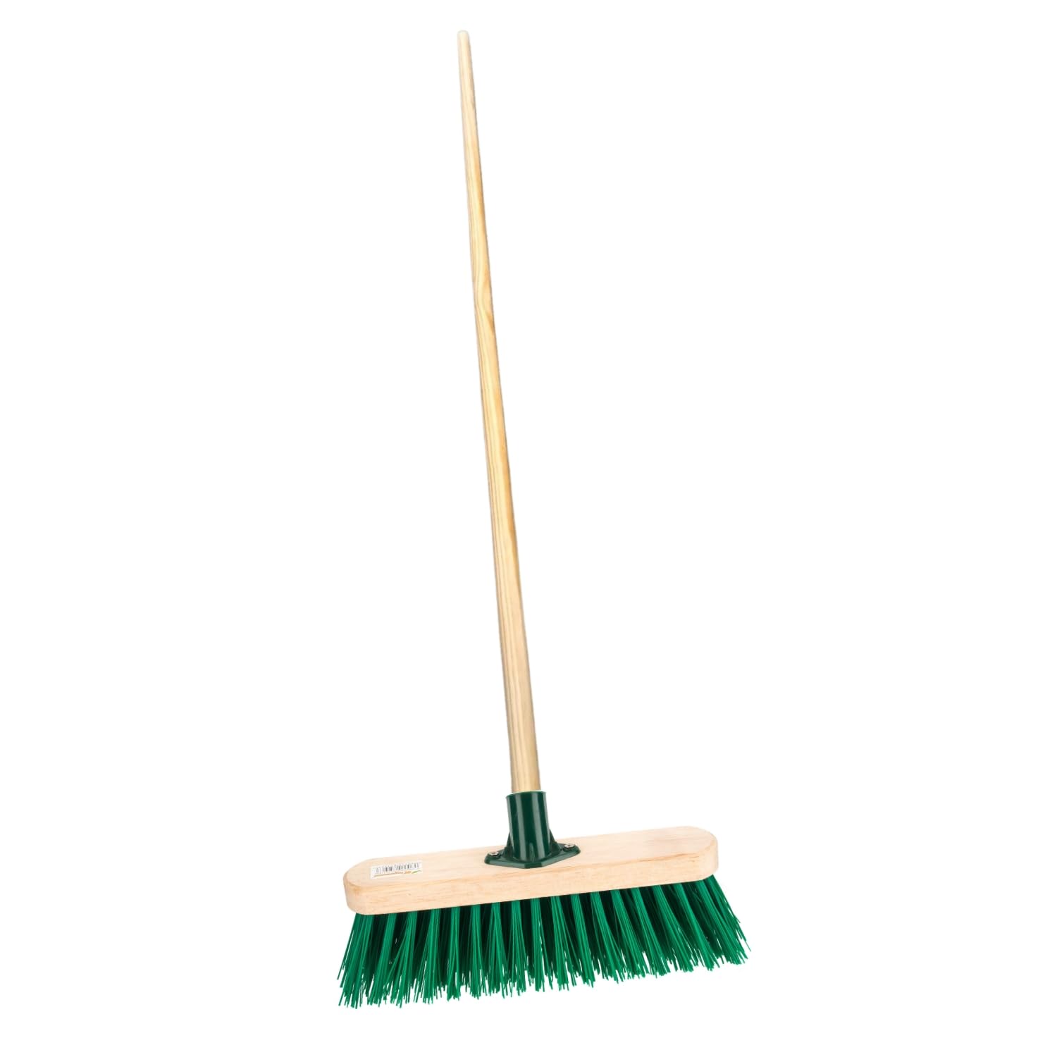 HOMESHOPA Outdoor Broom Head with Wooden Handle, Stiff PVC Bristle Broom, Heavy Duty Floor Sweeping Yard Brush for Garden Decking Pathways Driveways Warehouse & Garage